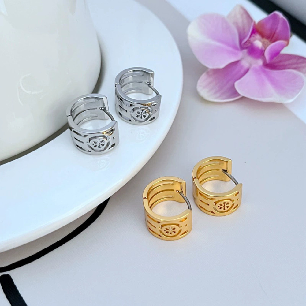 Tory Burch Letter Cutout Metal Earrings
